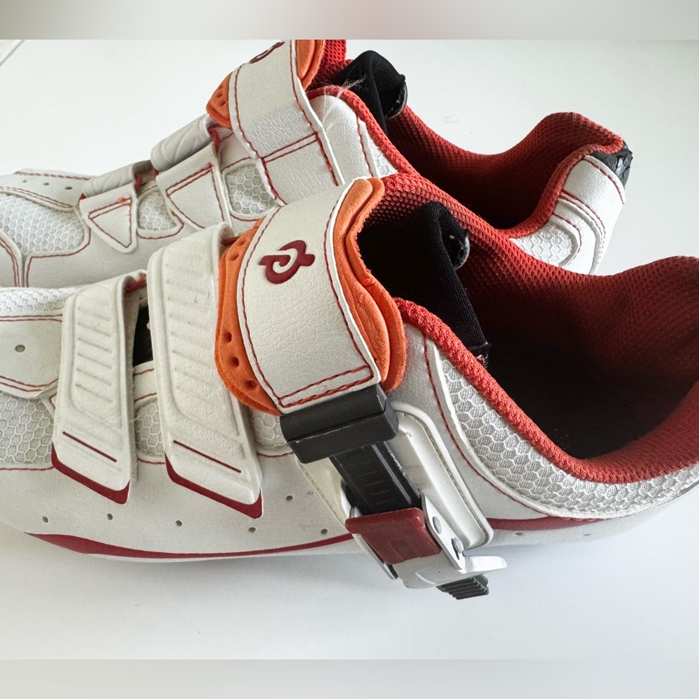Peloton Cycling Shoes with Cleats White Orange | Size: 45